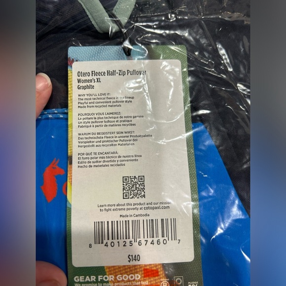 Cotopaxi Women's XL Otero Fleece Half-Zip Pullover Graphite Blue NWT - Picture 6 of 12